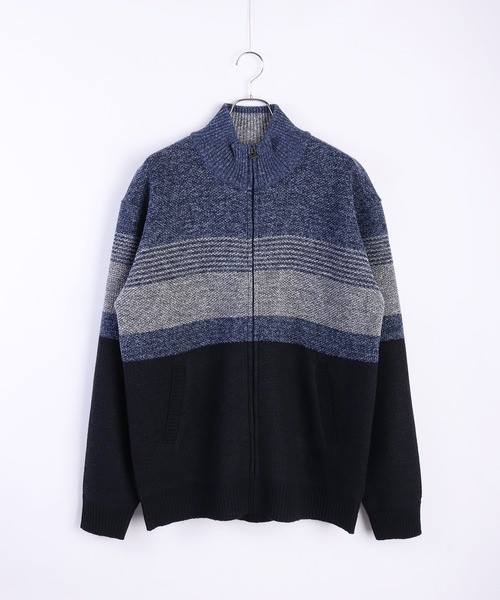 WESTSEA(ウエストシー)の「裏ボア ミックスヤーン ドライバーズニット ボーダー柄(ニット/セーター・メンズ・ブラック/ブルー/ブラウン・M/L/XL)」の10枚目の写真