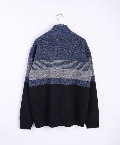 WESTSEA(ウエストシー)の「裏ボア ミックスヤーン ドライバーズニット ボーダー柄(ニット/セーター・メンズ・ブラック/ブルー/ブラウン・M/L/XL)」の11枚目の写真