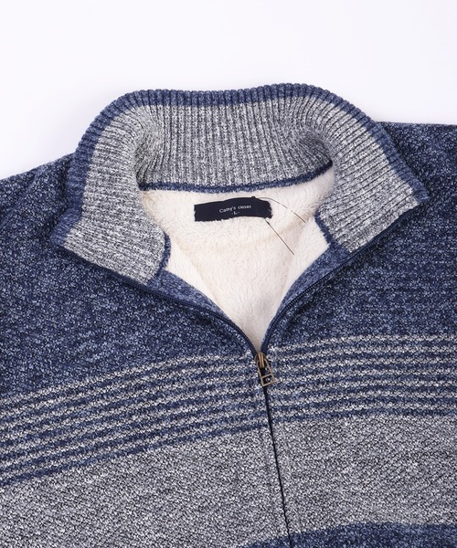 WESTSEA(ウエストシー)の「裏ボア ミックスヤーン ドライバーズニット ボーダー柄(ニット/セーター・メンズ・ブラック/ブルー/ブラウン・M/L/XL)」の13枚目の写真