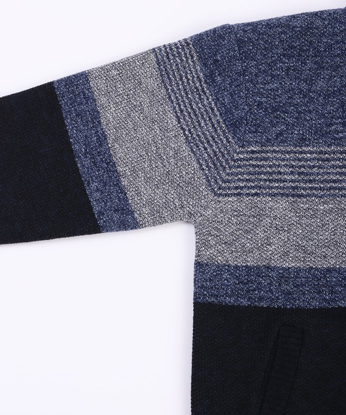 WESTSEA(ウエストシー)の「裏ボア ミックスヤーン ドライバーズニット ボーダー柄(ニット/セーター・メンズ・ブラック/ブルー/ブラウン・M/L/XL)」の14枚目の写真