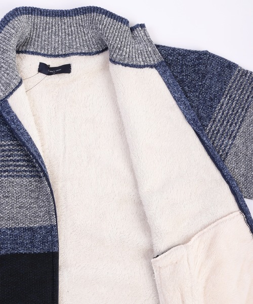 WESTSEA(ウエストシー)の「裏ボア ミックスヤーン ドライバーズニット ボーダー柄(ニット/セーター・メンズ・ブラック/ブルー/ブラウン・M/L/XL)」の15枚目の写真