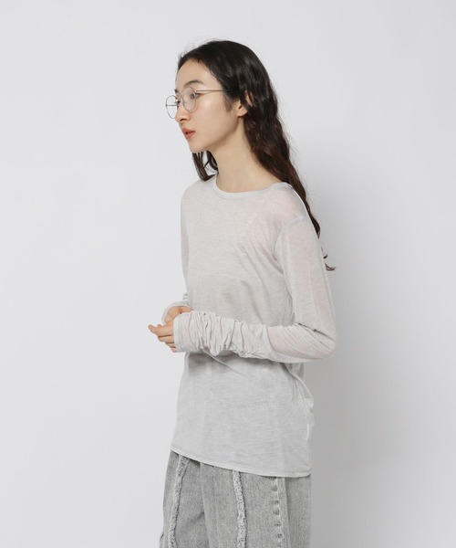 niko and...（ニコアンド）の「シャーリングテンセルウールプルオーバー（Tシャツ/カットソー・レディース・グレー/アイボリー/ブラック/モカ・FREE）」の4枚目の写真