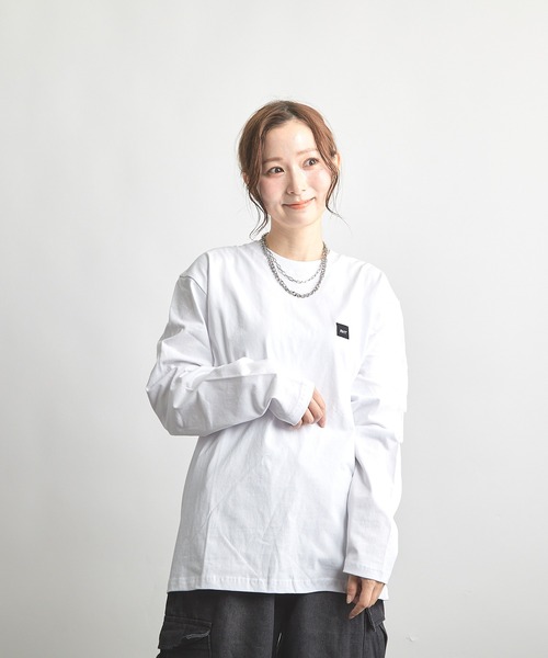 B'day(ビーデイ)の「ヘヴィウェイト天竺 刺繍 長袖 クルーネック(Tシャツ/カットソー・レディース・ブラック/ホワイト/ベージュ・LARGE/MEDIUM)」の14枚目の写真