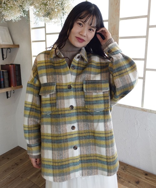 CORNERS(コーナーズ)の「起毛チェックシャツジャケット(ブルゾン・レディース・ベージュ/イエロー/ブラウン・M)」の7枚目の写真