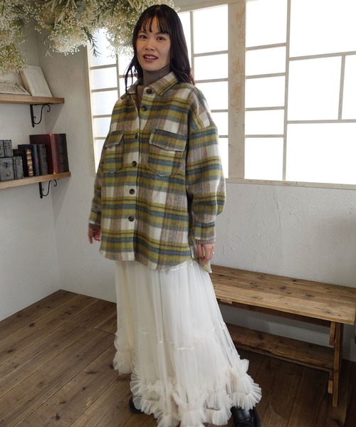 CORNERS(コーナーズ)の「起毛チェックシャツジャケット(ブルゾン・レディース・ベージュ/イエロー/ブラウン・M)」の8枚目の写真