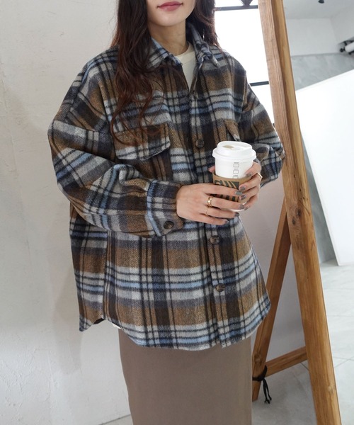 CORNERS(コーナーズ)の「起毛チェックシャツジャケット(ブルゾン・レディース・ベージュ/イエロー/ブラウン・M)」の21枚目の写真