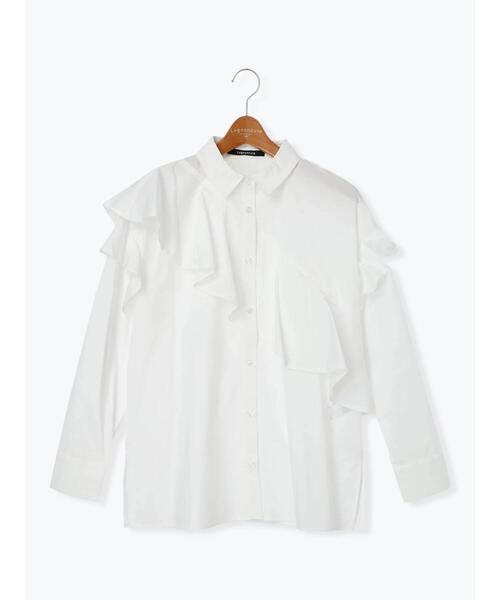 Lugnoncure(ルノンキュール)の「フリル付レギュラーシャツ(シャツ/ブラウス・レディース・ブルー/ベージュ/オフホワイト・F)」の14枚目の写真