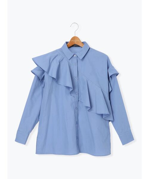 Lugnoncure(ルノンキュール)の「フリル付レギュラーシャツ(シャツ/ブラウス・レディース・ブルー/ベージュ/オフホワイト・F)」の16枚目の写真