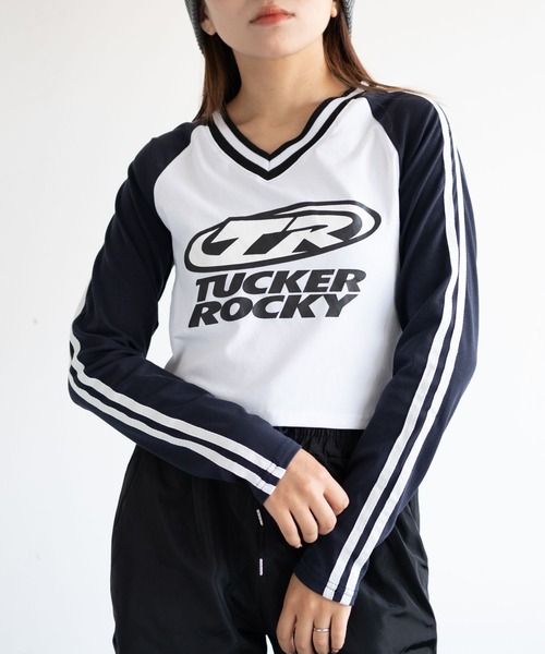 dispark（ディスパーク）の「DISPARK/サイドラインレーシングトップス（Tシャツ/カットソー・レディース・ネイビー/ホワイト・FREE）」の2枚目の写真