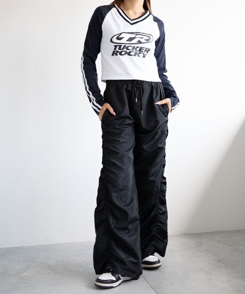 dispark（ディスパーク）の「DISPARK/サイドラインレーシングトップス（Tシャツ/カットソー・レディース・ネイビー/ホワイト・FREE）」の3枚目の写真