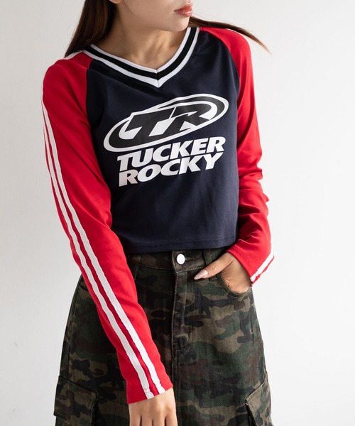 dispark（ディスパーク）の「DISPARK/サイドラインレーシングトップス（Tシャツ/カットソー・レディース・ネイビー/ホワイト・FREE）」の8枚目の写真