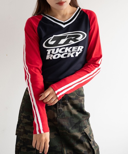 dispark（ディスパーク）の「DISPARK/サイドラインレーシングトップス（Tシャツ/カットソー・レディース・ネイビー/ホワイト・FREE）」の9枚目の写真