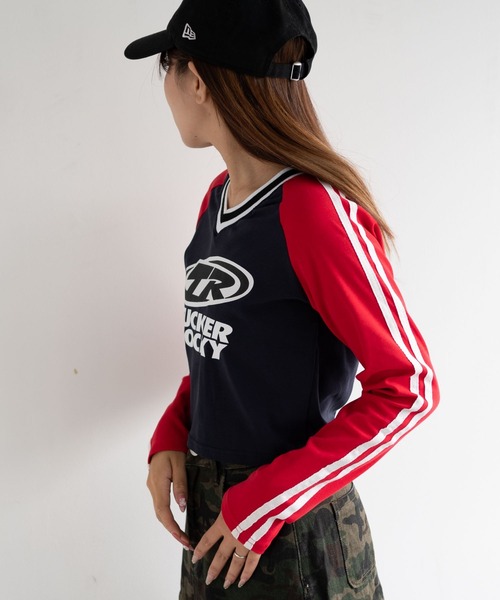 dispark（ディスパーク）の「DISPARK/サイドラインレーシングトップス（Tシャツ/カットソー・レディース・ネイビー/ホワイト・FREE）」の10枚目の写真