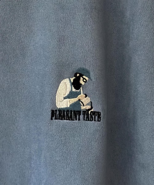 Quash（クアッシュ）の「【別注限定展開】髭おじさん胸刺繍スウェードクルーネックトレーナー（スウェット・メンズ・ブルーグリーン/グレイッシュベージュ/チャコールグレー/ブルー・M/L/XL）」の13枚目の写真