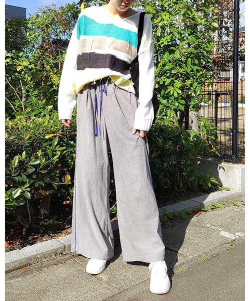 Q(キュー)の「ソフトコールパンツ(その他パンツ・レディース・ライトグレー/ベージュ・MEDIUM)」の10枚目の写真