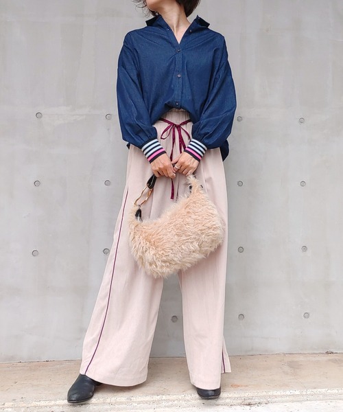 Q(キュー)の「ソフトコールパンツ(その他パンツ・レディース・ライトグレー/ベージュ・MEDIUM)」の13枚目の写真