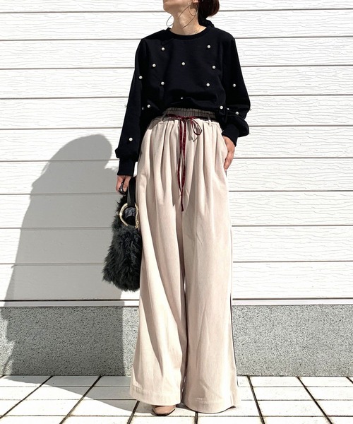 Q(キュー)の「ソフトコールパンツ(その他パンツ・レディース・ライトグレー/ベージュ・MEDIUM)」の18枚目の写真