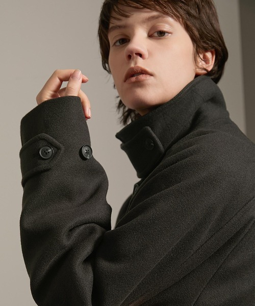 EMMA CLOTHES（エマクローズ）の「テックメルトン2WAYオーバーロングラグランステンカラーコート（ステンカラーコート・メンズ・ブラック/チャコールグレー/アッシュブラウン/ネイビー/ダークブラウン/ダークブルー・S/M/L）」の22枚目の写真