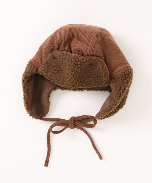 Bambin（ボンバン）の「【 Bambin / ボンバン 】 ボア & コーデュロイ 切替 フライトキャップ（キャップ・キッズ・ブラウン/アイボリー・FREE）」の16枚目の写真