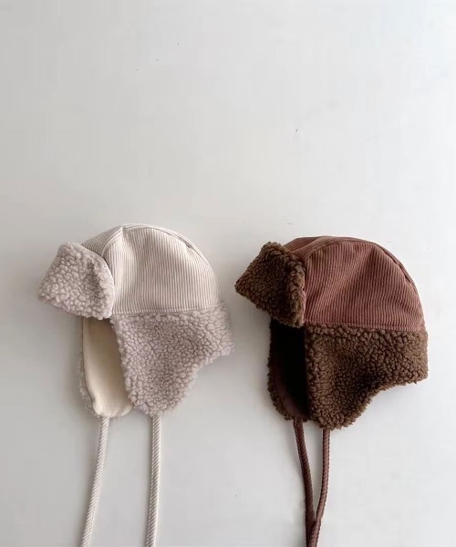 Bambin（ボンバン）の「【 Bambin / ボンバン 】 ボア & コーデュロイ 切替 フライトキャップ（キャップ・キッズ・ブラウン/アイボリー・FREE）」の5枚目の写真
