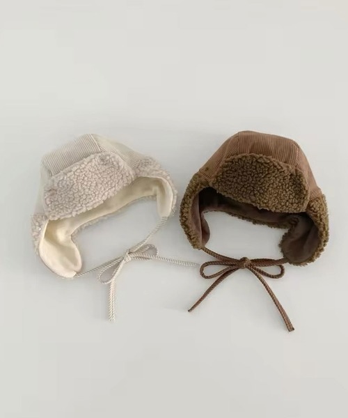 Bambin（ボンバン）の「【 Bambin / ボンバン 】 ボア & コーデュロイ 切替 フライトキャップ（キャップ・キッズ・ブラウン/アイボリー・FREE）」の14枚目の写真