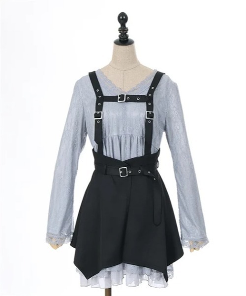 axes femme POETIQUE(アクシーズファムポエティック)の「ハーネスベルト付レースワンピース(ワンピース・レディース・ホワイト/ブラック/ブルーグレー・MEDIUM)」の12枚目の写真