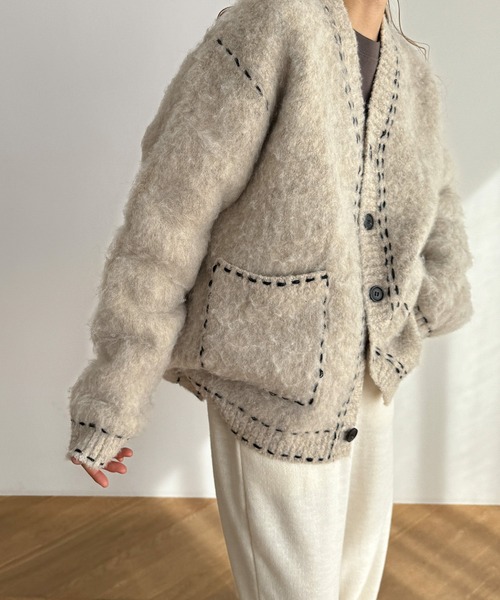 CANAL JEAN（キャナルジーン）の「choice_cnl/SEIRTAND　モヘア風ステッチカーディガン（カーディガン/ボレロ・レディース・ベージュ・SMALL/MEDIUM）」の2枚目の写真