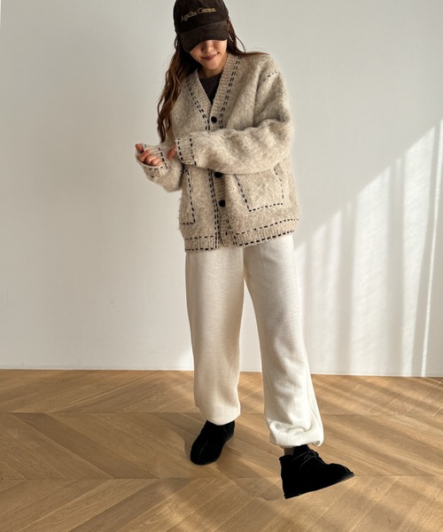 CANAL JEAN（キャナルジーン）の「choice_cnl/SEIRTAND　モヘア風ステッチカーディガン（カーディガン/ボレロ・レディース・ベージュ・SMALL/MEDIUM）」の4枚目の写真