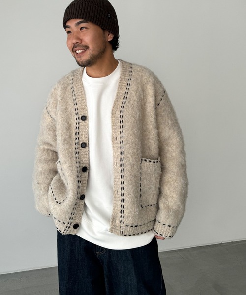 CANAL JEAN（キャナルジーン）の「choice_cnl/SEIRTAND　モヘア風ステッチカーディガン（カーディガン/ボレロ・レディース・ベージュ・SMALL/MEDIUM）」の6枚目の写真