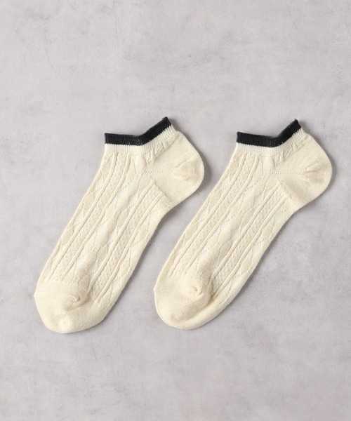 Right-on(ライトオン)の「【BASIC SOCKS】リンクス編みソックス(ソックス/靴下・レディース・グリーン/キナリ/グレー・フリー)」の2枚目の写真