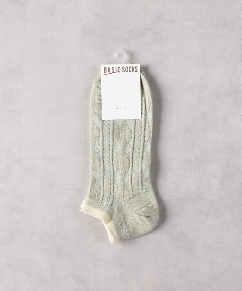 Right-on(ライトオン)の「【BASIC SOCKS】リンクス編みソックス(ソックス/靴下・レディース・グリーン/キナリ/グレー・フリー)」の4枚目の写真