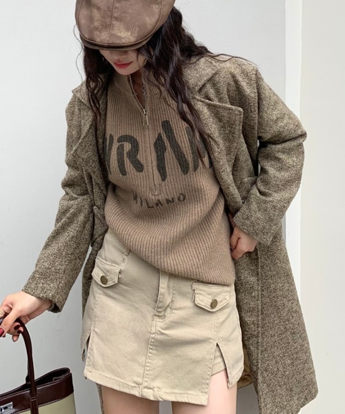 Sibra（シブラ）の「ハーフジップニットトップス（ニット/セーター・レディース・アイボリー/ホワイト/モカ/ベージュ・M）」の3枚目の写真