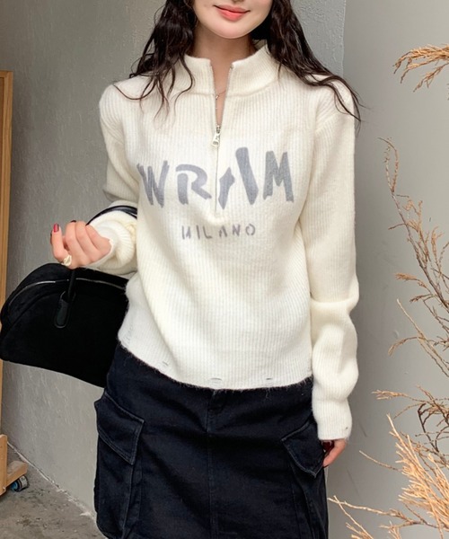 Sibra（シブラ）の「ハーフジップニットトップス（ニット/セーター・レディース・アイボリー/ホワイト/モカ/ベージュ・M）」の15枚目の写真