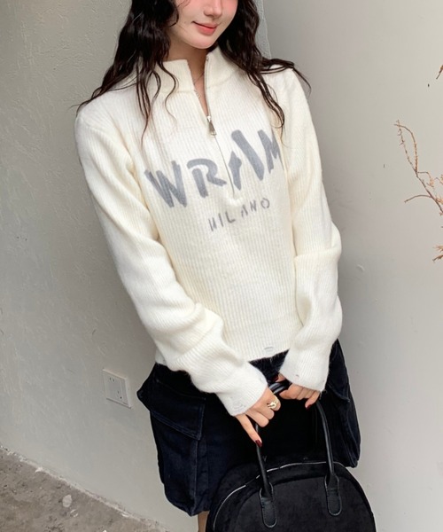 Sibra（シブラ）の「ハーフジップニットトップス（ニット/セーター・レディース・アイボリー/ホワイト/モカ/ベージュ・M）」の12枚目の写真