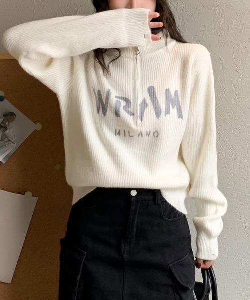 Sibra（シブラ）の「ハーフジップニットトップス（ニット/セーター・レディース・アイボリー/ホワイト/モカ/ベージュ・M）」の16枚目の写真