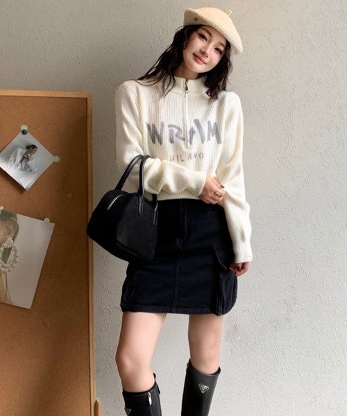 Sibra（シブラ）の「ハーフジップニットトップス（ニット/セーター・レディース・アイボリー/ホワイト/モカ/ベージュ・M）」の17枚目の写真