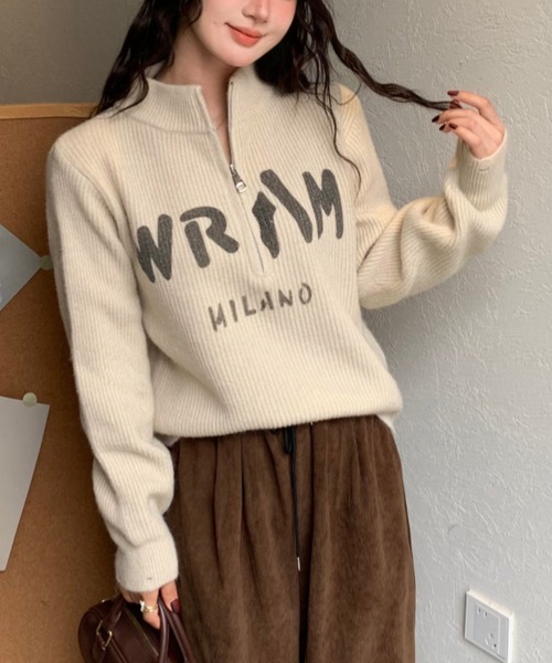 Sibra（シブラ）の「ハーフジップニットトップス（ニット/セーター・レディース・アイボリー/ホワイト/モカ/ベージュ・M）」の18枚目の写真