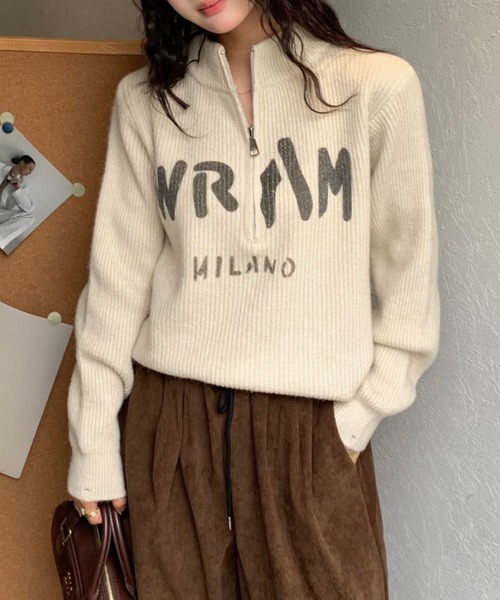 Sibra（シブラ）の「ハーフジップニットトップス（ニット/セーター・レディース・アイボリー/ホワイト/モカ/ベージュ・M）」の20枚目の写真