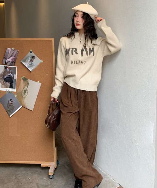 Sibra（シブラ）の「ハーフジップニットトップス（ニット/セーター・レディース・アイボリー/ホワイト/モカ/ベージュ・M）」の21枚目の写真