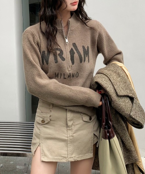 Sibra（シブラ）の「ハーフジップニットトップス（ニット/セーター・レディース・アイボリー/ホワイト/モカ/ベージュ・M）」の22枚目の写真