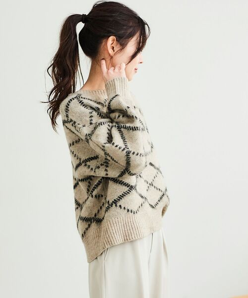 le.coeur blanc（ルクールブラン）の「≪WEB限定アイテム≫起毛チェックニットプルオーバー（ニット/セーター・レディース・グレー/ベージュ/アイボリー・38）」の5枚目の写真