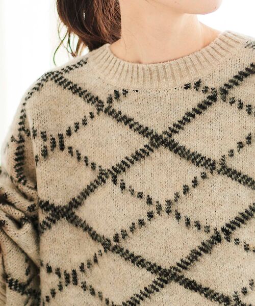 le.coeur blanc（ルクールブラン）の「≪WEB限定アイテム≫起毛チェックニットプルオーバー（ニット/セーター・レディース・グレー/ベージュ/アイボリー・38）」の7枚目の写真