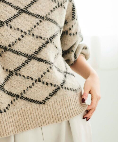 le.coeur blanc（ルクールブラン）の「≪WEB限定アイテム≫起毛チェックニットプルオーバー（ニット/セーター・レディース・グレー/ベージュ/アイボリー・38）」の8枚目の写真
