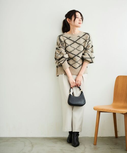 le.coeur blanc（ルクールブラン）の「≪WEB限定アイテム≫起毛チェックニットプルオーバー（ニット/セーター・レディース・グレー/ベージュ/アイボリー・38）」の11枚目の写真