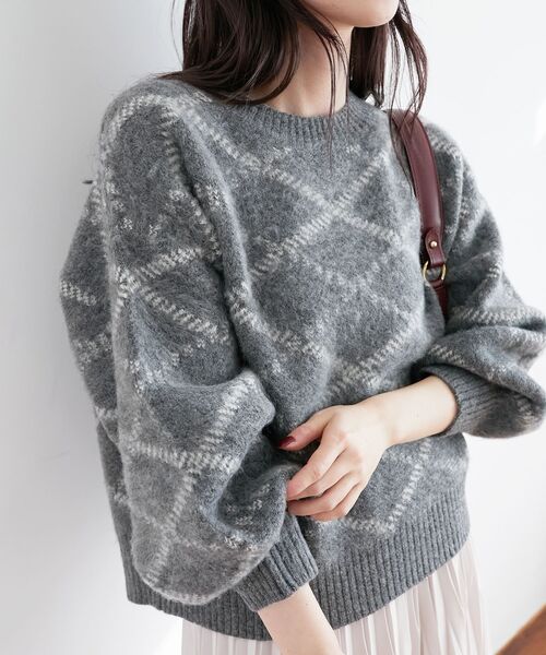 le.coeur blanc（ルクールブラン）の「≪WEB限定アイテム≫起毛チェックニットプルオーバー（ニット/セーター・レディース・グレー/ベージュ/アイボリー・38）」の19枚目の写真