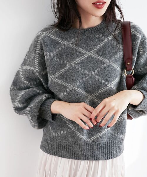 le.coeur blanc（ルクールブラン）の「≪WEB限定アイテム≫起毛チェックニットプルオーバー（ニット/セーター・レディース・グレー/ベージュ/アイボリー・38）」の20枚目の写真