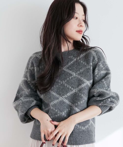 le.coeur blanc（ルクールブラン）の「≪WEB限定アイテム≫起毛チェックニットプルオーバー（ニット/セーター・レディース・グレー/ベージュ/アイボリー・38）」の22枚目の写真