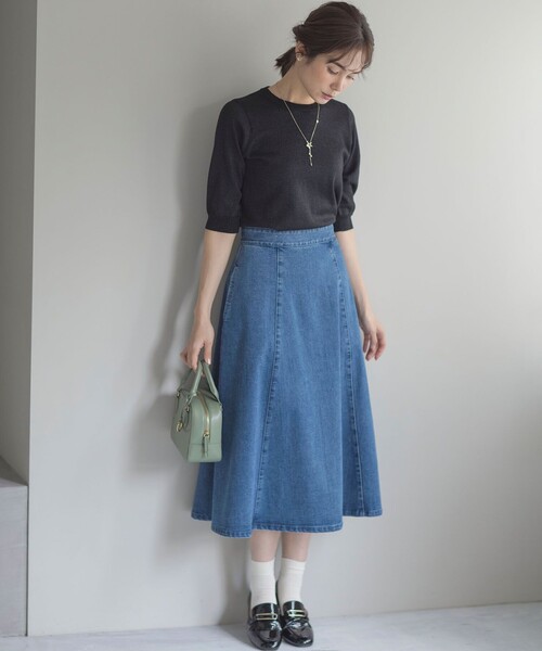 組曲（クミキョク）の「ライトデニム フレアスカート（デニムスカート・レディース・ダルブルー系・S2）」の8枚目の写真