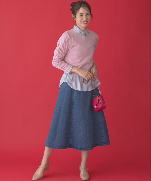 組曲（クミキョク）の「ライトデニム フレアスカート（デニムスカート・レディース・ダルブルー系・S2）」の12枚目の写真