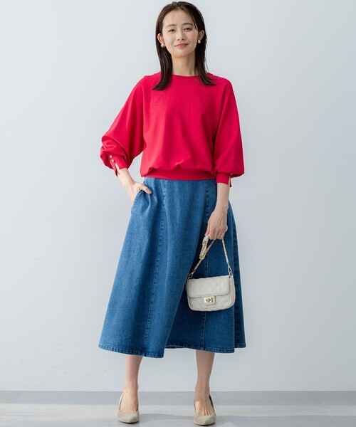 組曲（クミキョク）の「ライトデニム フレアスカート（デニムスカート・レディース・ダルブルー系・S2）」の14枚目の写真